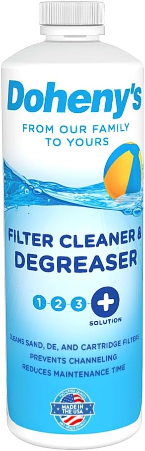 Doheny's Pool Filter Cleaner Degreaser | 100% Professional-Grade | Prevents Sand Bed Channeling & Cleanses Your Filter | Ideal For Cleaning Sand, D.E. & Cartridge Filters | Set Of (4) - 1 QT Bottles