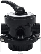 vidaXL 4-way Multiport Valve for Pool Sand Filter - 1.5” Fitting Connectors, ABS Material, With Pressure Gauge - Top-mount - Easy-to-use Lever-action Handle - Black