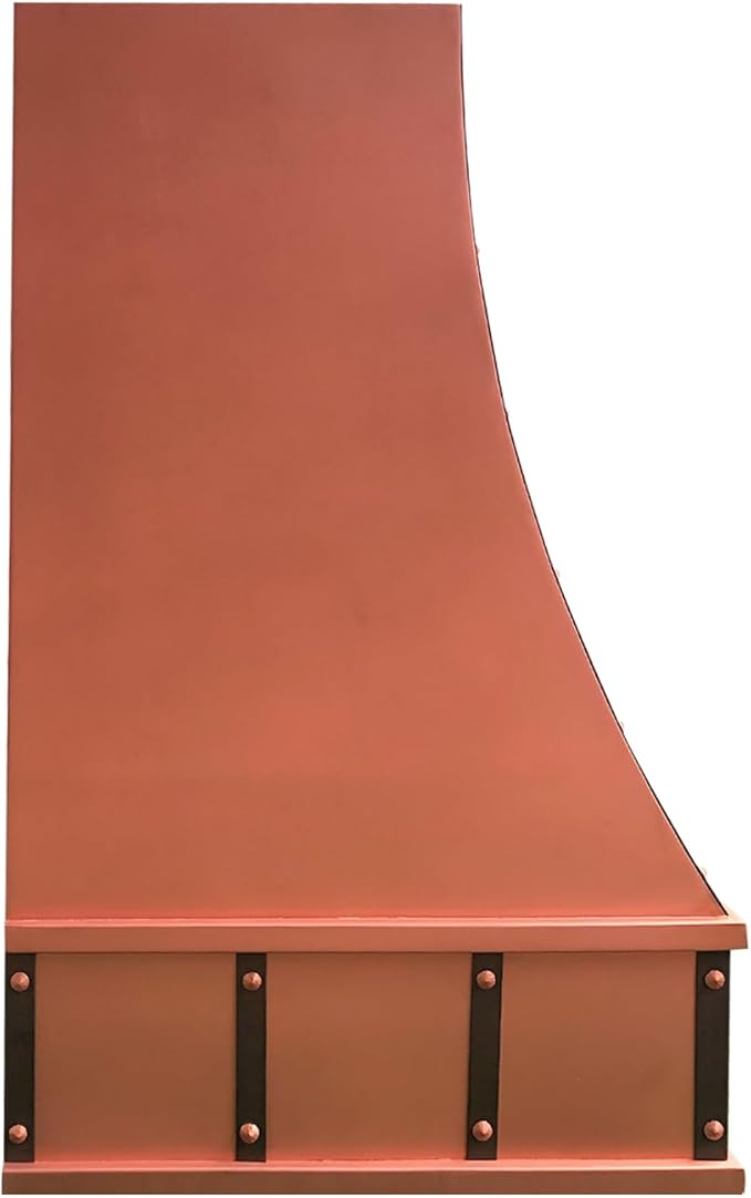 CT Copper Tailor Sloped Copper Vent Hood Island Mount,30'' W,30''H, 610 CFM Exhaust Fan,Stainless Steel Vent,LED Light,Dishwasher-Safe Baffle Filters,VH8TR1