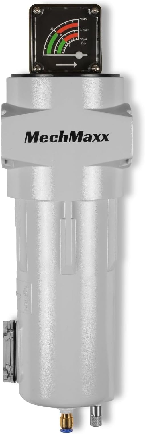 127 CFM Compressed Air Oil-Water Separator Precision Filter,1μm,Oil Content 1ppm, With Auto Drain, Pressure Gauge,Recommended for use with M30AC230,M30AC460,Model CAF301