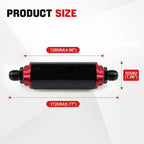 BARTOO Universal 50MM 100 Micron Inline Fuel Filter with 6AN 8AN 10AN Adapter For Filtering Gasoline, Diesel, E85-Red