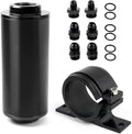 BARTOO 100 Micron Inline Fuel Filter with 6AN 8AN 10AN Adapter and 50MM Mounting Bracket For Filtering Gasoline, Diesel, E85(Black)