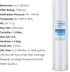 Geekpure 20-Inch Whole House Polypropylene PP Sediment Replacement Filters-4.5" x 20"-5 Micron-Pack of 4
