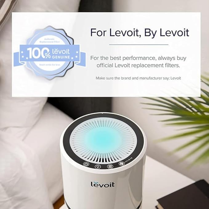 LEVOIT LV-H132 Replacement Filter, Genuine LV-H132-RF Air Purifier Filters, High-Efficiency Activated Carbon for Removal of Smoke, Odor, Allergens, Pollen, 4 Pack, Black