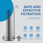 Mist Countertop Water Filter, 5-Stage Water Filtration System Countertop Technology, 8000 Gallon Capacity, Stainless Steel, Reduces Heavy Metals, Chlorine, Bad Taste & Odor (1 Filter Included)