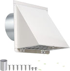 4 Inch Dryer Vent Cover Outside with Mesh and Damper,Wall Vent Exhaust Vent Cover,4" Metal Dryer Vent Cover Outdoor,Exterior Dryer Vent Hood Outlet Cap for Laundry Dryer Range Hood AC Air Vent,White
