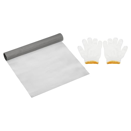 PATIKIL 40" L x 10" W Woven Wire Mesh, 300 Mesh 304 Stainless Steel Air Vent Filter Screen with Gloves for Window Security Vent Cover Filtration Animals Fence