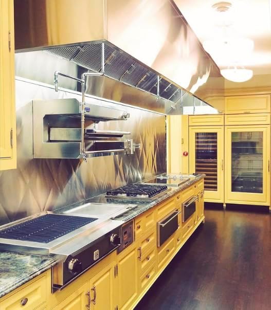 Commercial Kitchen Restaurant Duty Exhaust Hood, Wall Canopy Stainless Steel Exhaust Hood with Baffle Hood Filters, High Temperature Light Fixtures, and 16” Round Exhaust Riser (10" Long Hood)