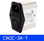 IEC Power Filter, Inlet Power Socket, IEC Socket Power Filter with Built-in Fuse and Rocker Switch, Noise Suppression, Compatible with CW2C-3A-T/CW2B-6A-T/CW2B-10A-T (CW2C-3A-T)