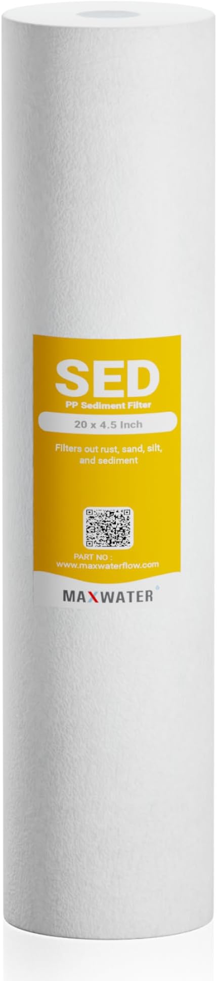 Max Water 10 Micron 20 x 4.5 Sediment Filter 20 inch Whole House BB Water Filteration System Replacement Compatible Cartridge DGD-5005-20, FP25B, AP810-6, FPMB5-20, P5-20, 155358-43, SDC-45-2005