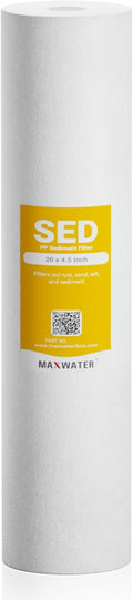 Max Water 1 Micron 20 x 4.5 Sediment Filter - Whole House BB Water Filtration System Replacement Cartridge Compatible with DGD-5005-20, FP25B, SDC-45-2005 (1 Pack)