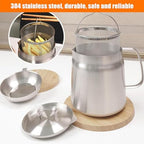 Stainless Steel Oil Filter Pot, Home Oil Fryer Strainer, Stainless Steel Oil Fryer Strainer Food Fryer 2 In 1 Oil Strainer Pot Fryer, Stove Top Deep Fryer with Handle
