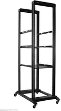 Raising Electronics Server Rack Open Frame 4 Post 19 inch Adjustable Server/Audio Rack Cold Rolled Steel (42U 31" with Shelves)