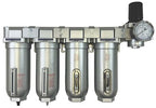 1" NPT Industrial (5-Stage) Moisture Removing Particulate Filter and Oil Removing Coalescing Filter and Two Desiccant Air Dryers and Air Pressure Regulator