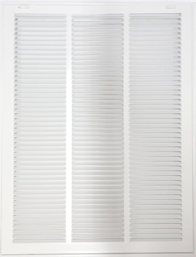 18" X 32" Steel Return Air Filter Grille for 1" Filter - Easy Plastic Tabs for Removable Face/Door - HVAC Duct Cover - Flat Stamped Face -White [Outer Dimensions: 19.75w X 33.75h]