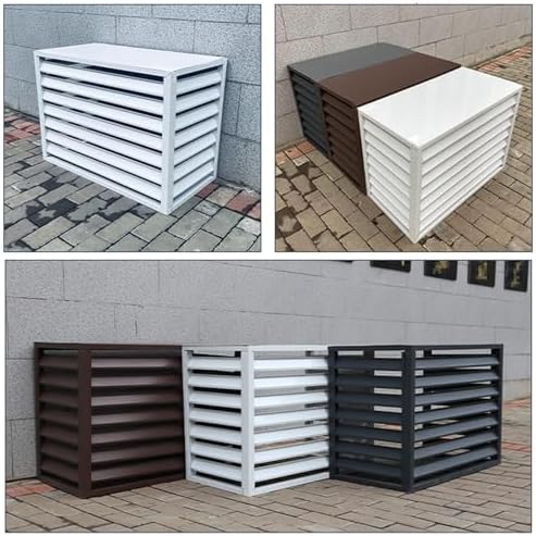 Aluminum Air Conditioner Cover Exterior Air Conditioning Unit Cover Air Conditioner Fence Screen Privacy Fence Trash Can Enclosure Outdoor Condenser Protective (White 100x50x70cm)