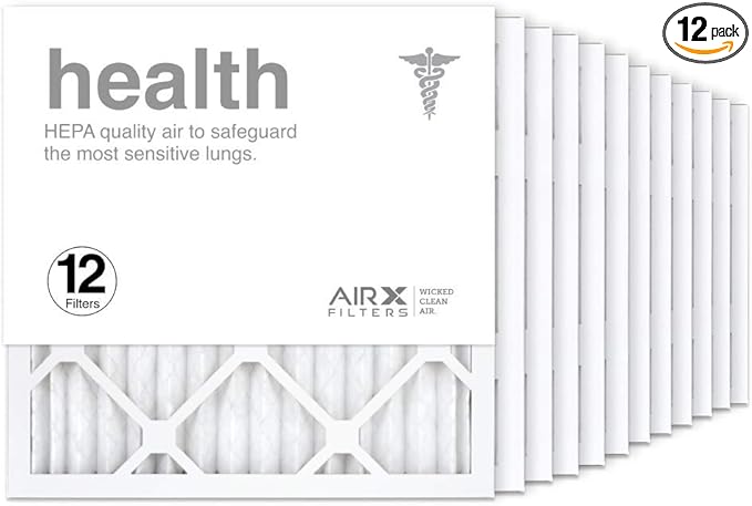 AIRx Filters 16x16x1 Air Filter MERV 13 Pleated HVAC AC Furnace Air Filter, Health 12-Pack, Made in the USA