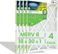 BestAir 18x30x1 Air Filter (4-Pack) | MERV 8 Basic Allergen 7500 HVAC AC Furnace Filter | Replacement Air Filter for Residential & Commercial Use | Made in USA | Actual Size (17.75 x 29.75 x 0.75)
