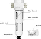Beduan 3/8" Air in-line Compressed Particulate Filter,Moisture Water Trap Filter With Visible Bowl,Semi-Auto Drain(MINI)