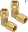 Hooshing 1/4 Inch NPT Elbow 90 Degree Street Elbow 1/4" NPT Male to 1/4" NPT Male Thread Brass Pipe Fitting, 2 Pack