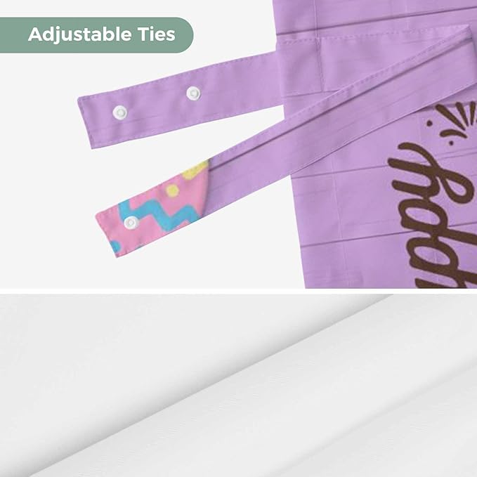Purple Easter Tie Up Valance Curtains for Windows, Kitchen Curtains Window Shades, Spring Cartoon Bunny Colorful Eggs Wood Grain Light Filtering Curtain Valances for Bedroom/Bathroom/Cafe 42"x12"