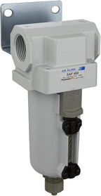 PneumaticPlus SAF400-N06B-MEP Compressed Air Particulate Filter 3/4" NPT, 10 Micron - Metal Bowl w/Manual Drain, Bracket