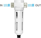 Beduan 1/4" Air in-line Compressed Particulate Filter,Moisture Water Trap Filter With Visible Bowl,Semi-Auto Drain(MINI)