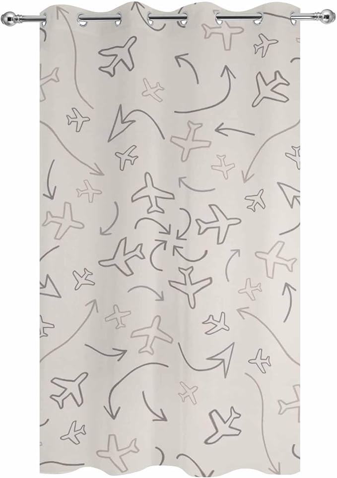 Abstract Airline Route Waterproof Outdoor Curtains for Patio, Windproof Weatherproof Curtains with Weighted Hem, Vintage Aircraft Arrows Light Filtering Privacy Drapes for Porch 54"x 108"
