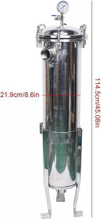 304 Stainless Steel Filter Bag Housing 150PSI Multi-Purpose Bag Filtering Equipment 2" NPT in/Out #2 Bag with Mesh Heavy Duty Industrial Fluid Filter