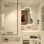 LTSRLL LED Vanity Mirror Cute Bear Decorative Mirror for Bathroom & Dressing Tabler Backlight Wall Mirror with 3 Color Dimmable Light Demister Pad Human Body Sensor Switch(Cut Right,80cmx95cm)