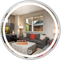 Round Waterproof LED Bathroom Wall Makeup Mirrors with White Light Sensor Touch Control and Demister Pad (Color : with Frame Size : 70cm) (Without Frame 70cm)