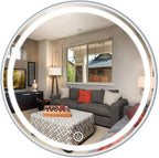 Round Waterproof LED Bathroom Wall Makeup Mirrors with White Light Sensor Touch Control and Demister Pad (Color : with Frame Size : 70cm) (Without Frame 70cm)