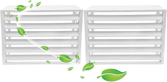 Aluminum Air Conditioner Fence Set of 2, Louvered Outdoor AC Unit Cover, Decorative Privacy Screen, Weatherproof and Anti-Theft (White 100x50x70cm/39x20x28in)