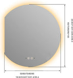 Bathroom Mirror, Dimmable LED Vanity Mirror Half Circle, Illuminated Mirror with Demister Pad, Large Wall Mirror with Touch Sensor (Size : 31x35''/80x90cm)