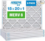 Aerostar 15x20x1 MERV 8-6 Count - High Efficiency Pleated HVAC, Furnace & Air Conditioner Filters - Removes Dust, Lint, Mold & Allergy-Causing Pollen