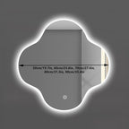 Irregular Bathroom Mirror with LED Light, Wall Mounted Mirror with Demister Pad, 3-Color Dimmable LED Light, for Wall, Living Room, Bedroom, Vanity, Entryway(70cm/27.6in)