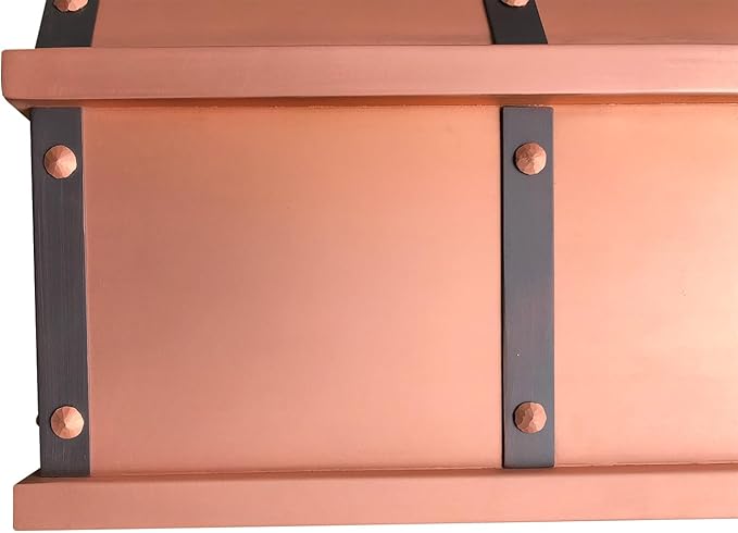 CT Copper Tailor Sloped Copper Vent Hood Wall Mount,36'' W,30''H, 610 CFM Exhaust Fan,Stainless Steel Vent,LED Light,Dishwasher-Safe Baffle Filters,VH8TR1
