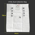 500438 Filter Bag for SC FIS-CT SYS/5 26L and 36L Vacuum Cleaners, for CT36/26 Models, Fiber Cloth Dust Bag for Dry Grinder Vacuums(CT36)