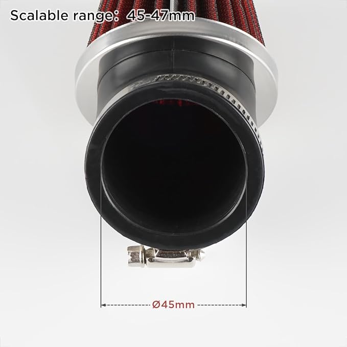 Evermotor Motorcycle Air Filter, 45mm 46mm 47mm Vent Cleaner for 50cc 70cc 90cc 110cc 125cc 150cc Scooter,Quad Bike,GY6