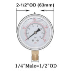 Joywayus Pressure Gauge 0-200 PSI Brass 1/4" NPT Male Thread Lower Mount, Glycerin Filled, Stainless Steel Case, Multiple Function