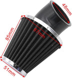High Performance 48mm Motorcycle Air Filter, Dirt Bike Air Filter Compatible with HONDA YAMAHA SUZUKI ATV SSR TTR Dirt Bike, Inlet ID 48mm-Black