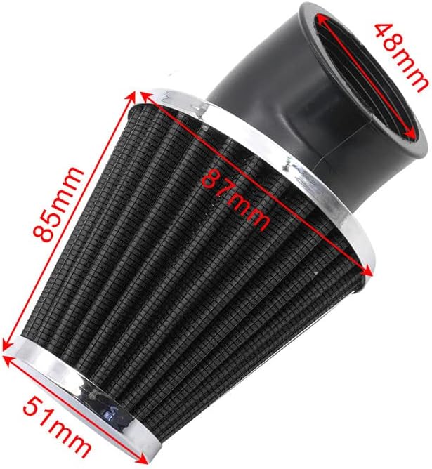 High Performance 48mm Motorcycle Air Filter, Dirt Bike Air Filter Compatible with HONDA YAMAHA SUZUKI ATV SSR TTR Dirt Bike, Inlet ID 48mm-Red