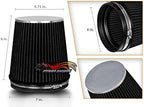 BLACK 6" 152 mm Inlet Short Truck Air Cone Replacement Performance Washable Clamp-On Dry Air Filter (6" Tall)