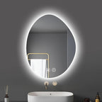 Illuminated LED Bathroom Mirror 500x800mm Wall Mounted Smart Vanity Mirror with Demister Pad Energy-Saving Three-Color Light Multifunctional Backlit Design