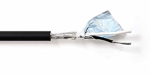 2C 22AWG AMSB Shielded Cable Wire (UL2464) - Highly Flexible Str TC, PVC Ins, OS+TC BRD, PVC JKT for CNC Machine, Stepper Motor, VFD Spindle (Matte Black 50FT)