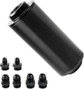 BARTOO Universal 50MM 100 Micron Inline Fuel Filter with 6AN 8AN 10AN Adapter For Filtering Gasoline, Diesel, E85-Black