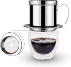 TOPINCN Vietnamese Coffee Drip Filter, Stainless Steel Pour Over Coffee Maker, Portable Coffee Drip Brewer for Home, Office, Travel (Silver)