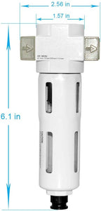 Beduan 3/8" Air in-line Compressed Particulate Filter,Moisture Water Trap Filter With Visible Bowl,Semi-Auto Drain(MINI)