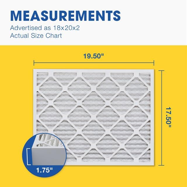 Aerostar 18x20x2 MERV 13 Pleated Air Filter, AC Furnace Air Filter, 6 Pack (Actual Size: 17 1/2" x 19 1/2" x 1 3/4")