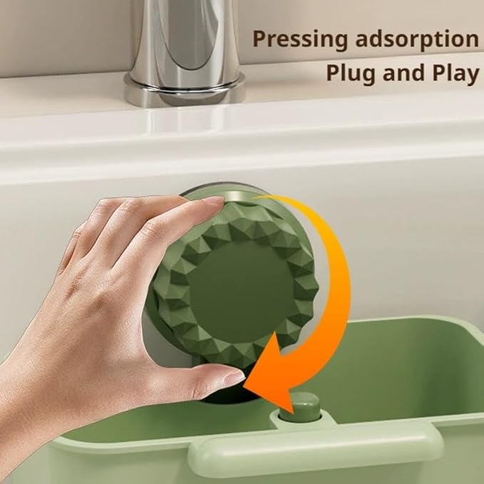 Kitchen Sink Strainer Drainer Basket with Suction Cup,Food Waste Filter Basket,Sponge Brush Holder for Kit-chen Home,Efficient Kitchen Waste Management (Yellow)